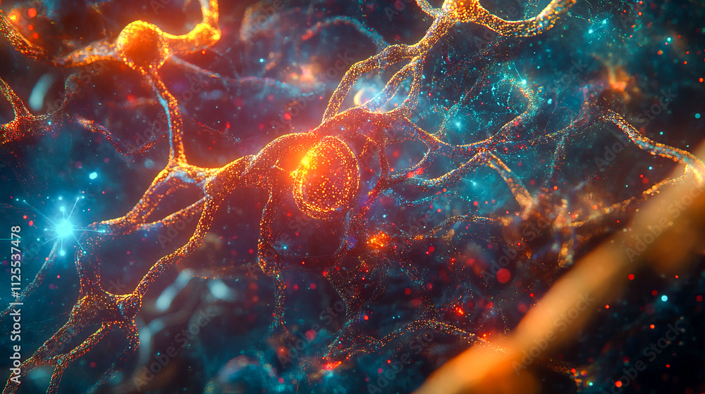 Poster vibrant neural network: abstract visualization of complex brain connections