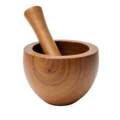 PNG of A wooden mortar and pestle set, showcasing its fine craftsmanship and natural texture on transparent background