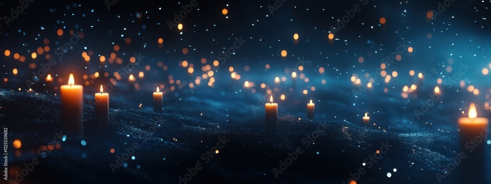 Aufkleber abstract background with candles and lights, dark color palette, bokeh effect, web banner design a f