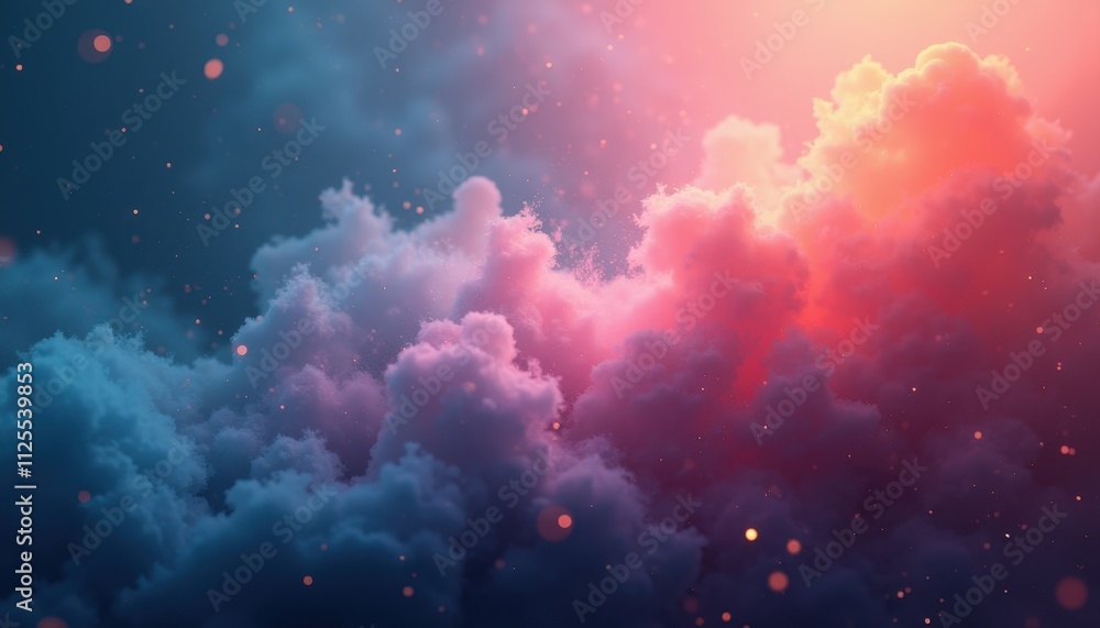 Poster gradient infused with floating grain and noise patterns for a surreal and magical digital art design