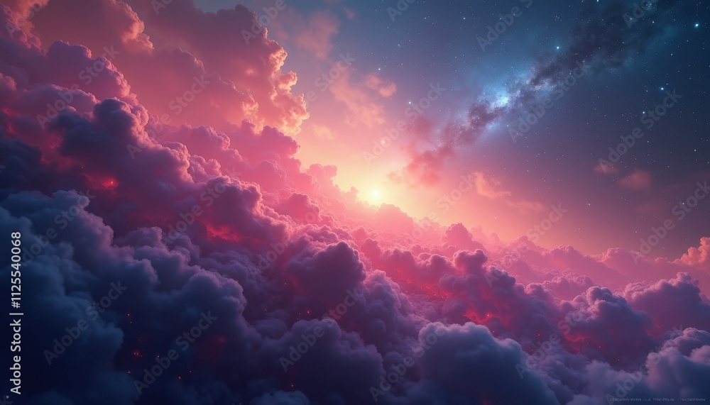 Aufkleber celestial gradient layers with grain and noise effects for a digital canvas that radiates cosmic pow