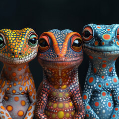 Colorful abstract frogs in a playful artistic style, featuring bright designs and creative patterns. Ideal for coloring books, children&rsquo;s illustrations, and vibrant animal-themed decorations.