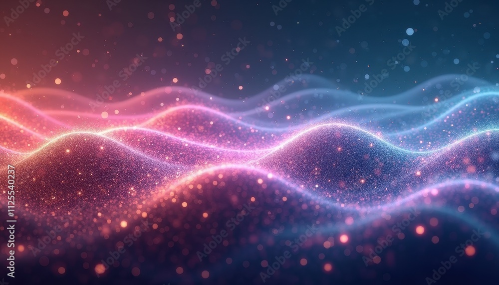 Poster gradient with iridescent grain patterns and magical noise, creating a digital art piece full of dyna