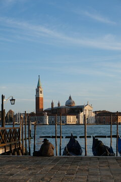 Venice city at sunset, Italy. Autumn 2021.