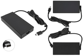 laptop power adapter, laptop accessory, on white background in insulation