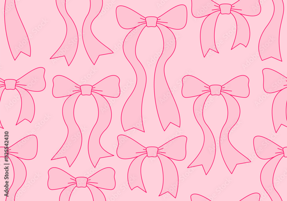 Aufkleber seamless pattern with abstract pink ribbons. vector flat background with bows in retro style. coquet
