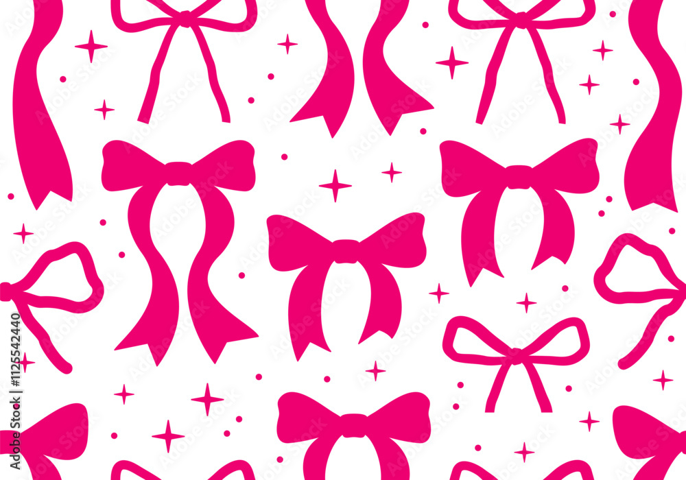 Aufkleber seamless pattern with abstract pink ribbons. vector flat background with bows in retro style. coquet