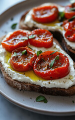 Cream Cheese Toast with Roasted Peppers
