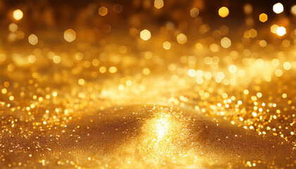 Obraz premium A sparkling, golden background with a layer of shimmering glitter, creating a sense of luxury and elegance. Abstract, minimalist beautiful