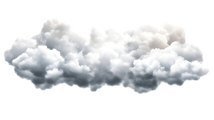 Realistic fluffy cloud formation on a white background, perfect for serene backgrounds and designs
