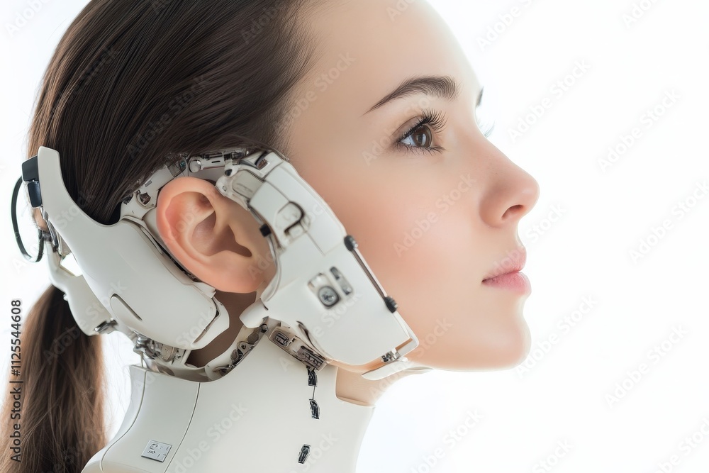 Poster robotic humanoid with intricate mechanics showcasing advanced technology in artificial intelligence 