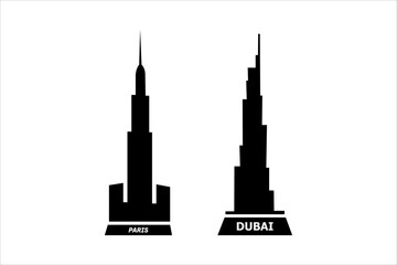 Obraz premium City silhouette skyline collection. Set of black city silhouette. Night town skyline icons