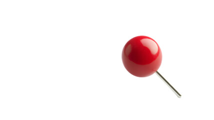 Bright Red Push Pin on a Clean White Background for Office and Organization