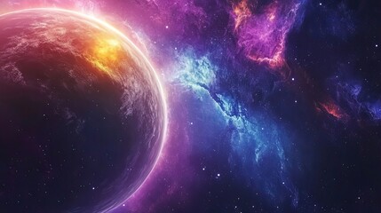 Obraz premium Cosmic Planet Sunrise Nebula Stellar Space