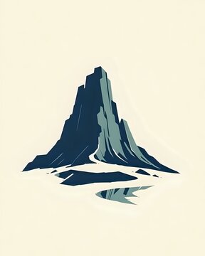dessin vectoriel d'une rivi&egrave;re qui s'&eacute;coule d'une montagne