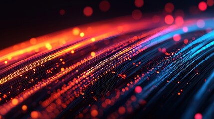 Obraz premium Abstract digital background with vibrant streaks of red and blue lights, reminiscent of flowing data or energy.
