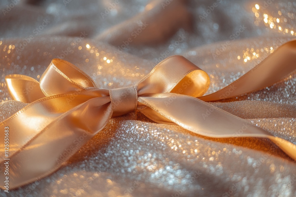 Aufkleber a golden ribbon is tied in a beautiful bow on a shimmering surface, creating an elegant and festive 