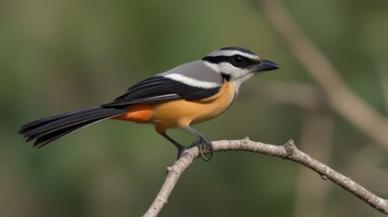 Side view of a Grey-headed Shrike perched on a branch.