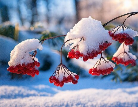 red berries on snow in winter garden hd phone wallpaper - Powered by Adobe