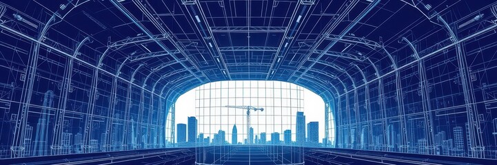 Obraz premium Blueprint of a modern building with intricate architectural details, concept, design