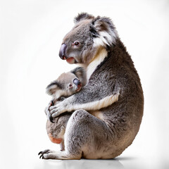 Fototapeta premium Genemaman, bébé, koala, animal, isolé, mignon, sauvage, mammifère, animal de compagnie, blanc, fourrure, animal de compagnie, duveteux,, rongeur, petit, bébé, animal, poilu, gris, fond blarated image