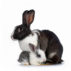 Obraz premium maman, bébé, lapin, animal, isolé, mignon, mammifère, animal de compagnie, blanc, fourrure, pâques, lièvre, animal de compagnie, duveteux, brun, lapin, joli, rongeur, petit, bébé, animal, poilu, domes