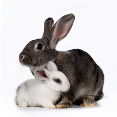 Fototapeta premium maman, bébé, lapin, animal, isolé, mignon, mammifère, animal de compagnie, blanc, fourrure, pâques, lièvre, animal de compagnie, duveteux, brun, lapin, joli, rongeur, petit, bébé, animal, poilu, domes