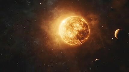 Fototapeta premium Glowing Star Planet Cosmic Space Celestial Scene