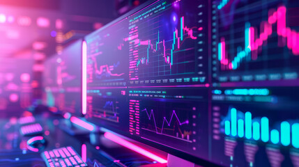 Fototapeta premium Dynamic cryptocurrency trading platform with interactive graphs and charts