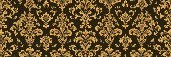 Intricate seamless pattern of elegant damask wallpaper in rich colors for luxurious interior design, texture, ornate
