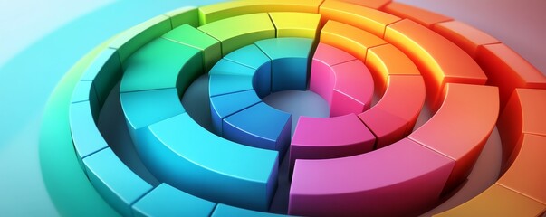 Obraz premium Circular infographic, detailed pie segments, vibrant data visualization,