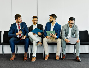 man business chair sitting waiting businessman candidate recruitment office businessperson job...