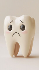 A cartoon tooth is sad