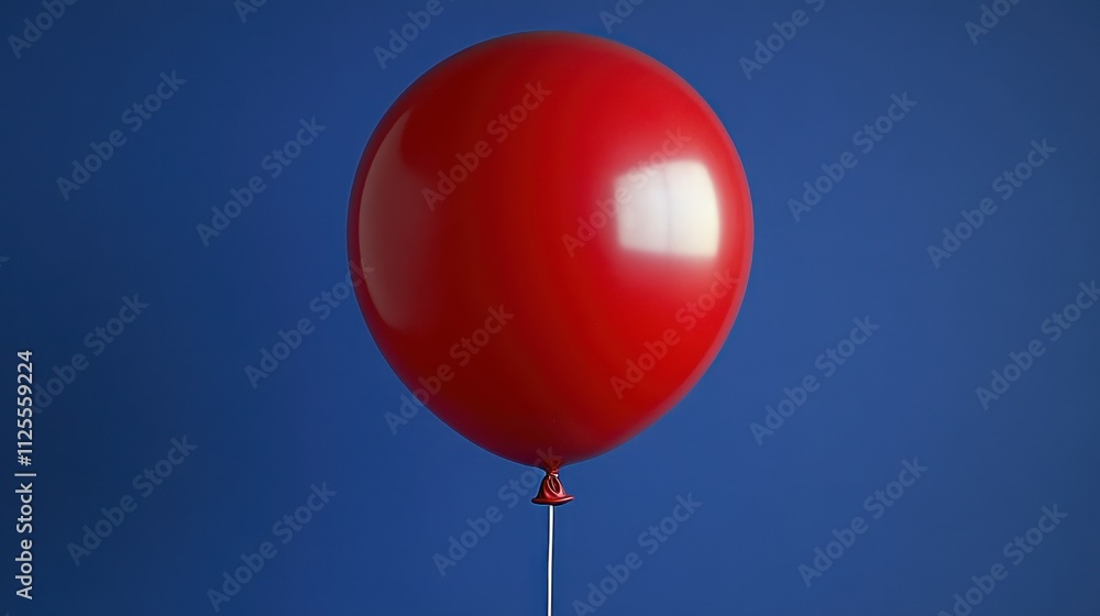 Poster a red balloon is floating in the air. the balloon is the only object in the image. the blue backgrou