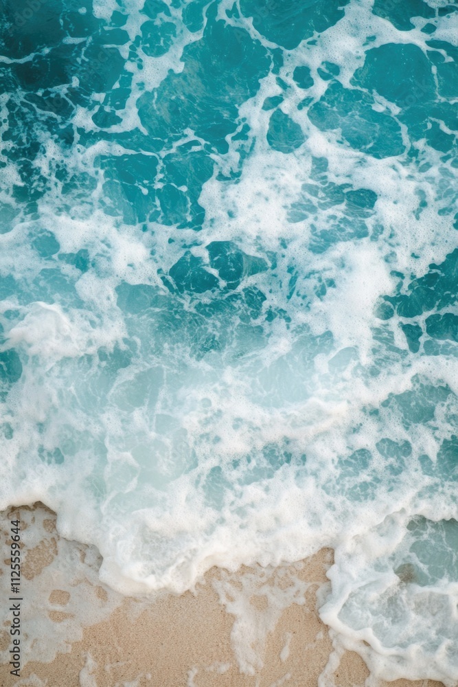 Aufkleber aerial view of the coastline with waves and beach below