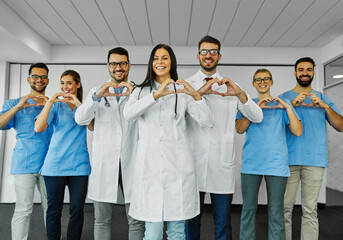 doctor hospital team medical nurse health medicine teamwork professional healthcare clinic group unity care occupation happy portrait together love heart shape symbol