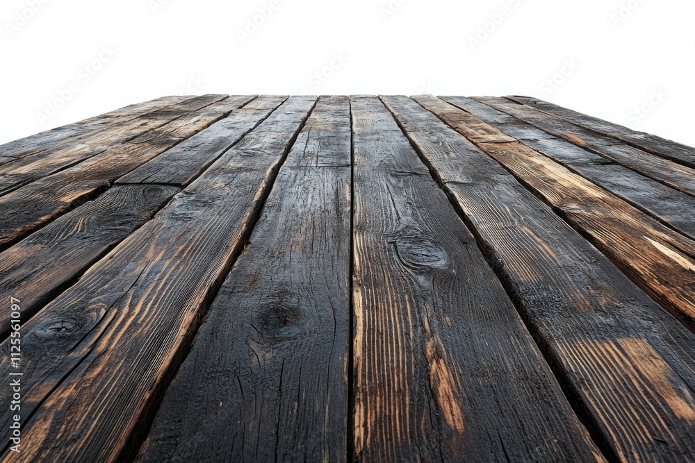 Poster a simple wooden floor with a white cloudy sky in the background