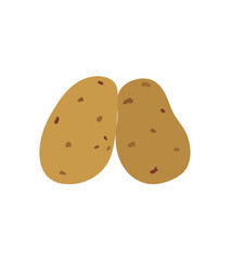 Potato raw vegetable with brown skin hand drawn doodle illustration, healthy diet traditional  food nutrient full of vitamins, minerals. Cooked boiled, fried, baked is part of side dish