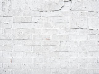 Fototapeta premium White grunge brick wall with textured surface, perfect for urban backgrounds or vintage design projects, rough, worn, old