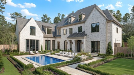 Modern Farmhouse Exterior, Chic and Stylish Design with Sleek Lines, Expansive Windows, and Sunlight