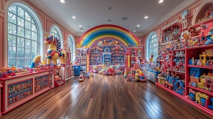Enormous room filled with vintage toys, dolls, and playsets.