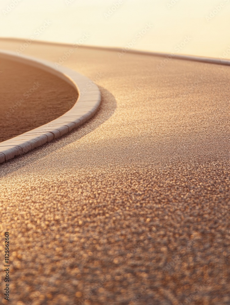 Poster a curved running track guides the eye into the distance, bathed in warm light, ideal for athletes to