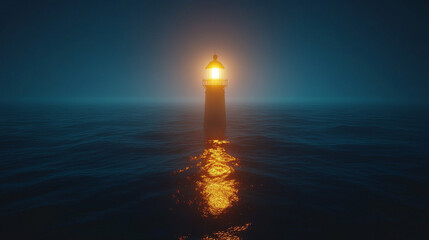 A dramatic lighthouse stands resilient on a rocky coastline, illuminated by stormy lighting. Thunderbolts strike the dark sky, symbolizing strength, hope, and guidance amidst turbulent challenges