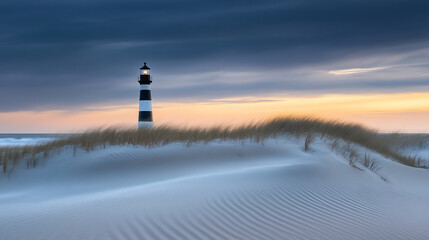 A dramatic lighthouse stands resilient on a rocky coastline, illuminated by stormy lighting. Thunderbolts strike the dark sky, symbolizing strength, hope, and guidance amidst turbulent challenges
