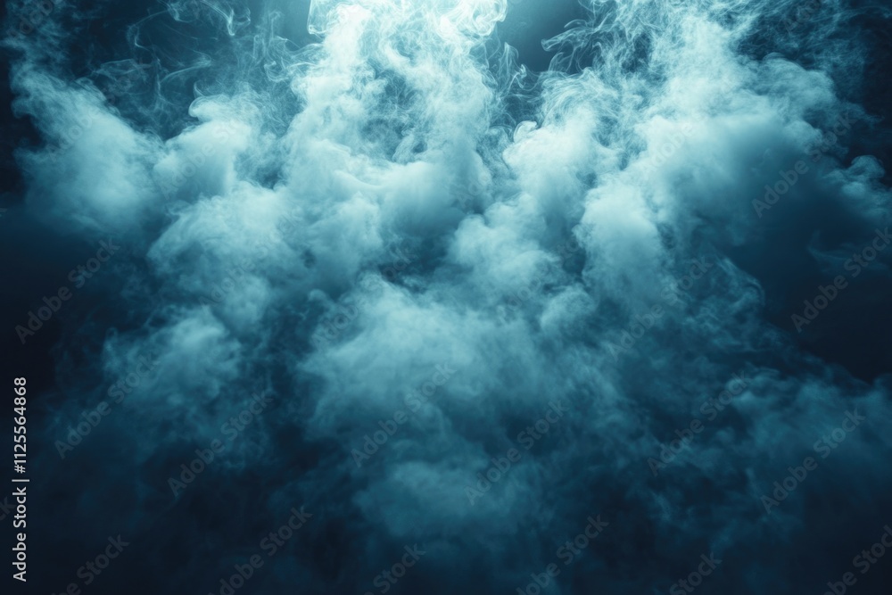 Poster clouds floating in the blue sky with fluffy white peaks and gentle wisps