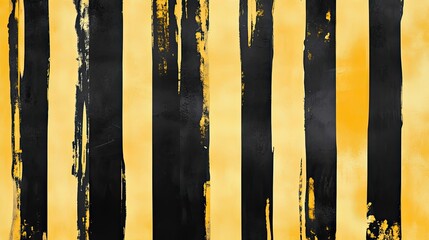 Abstract Vertical Stripes of Black and Gold Paint