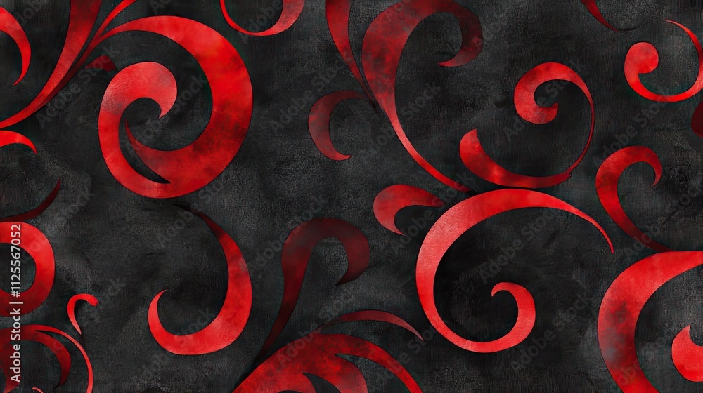 Poster abstract red swirls on dark background design