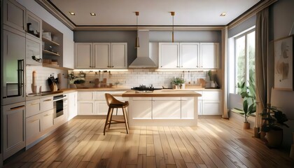 modern kitchen interior with kitchen