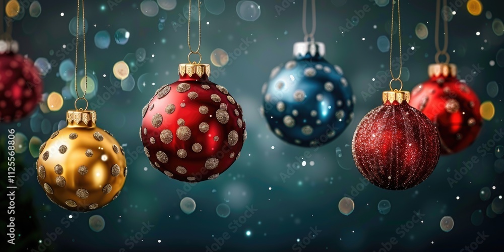 Aufkleber group of christmas ornaments hanging from strings, perfect for decorating the tree or as a festive c