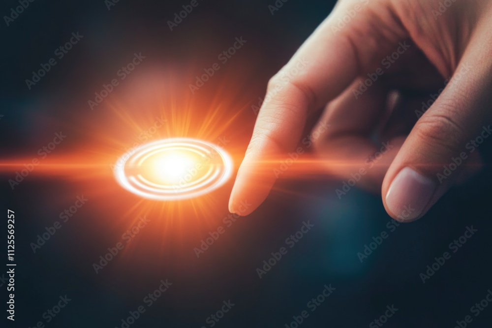 Poster A person holds a shining object in their hand, ideal for use in fantasy or sci-fi illustrations